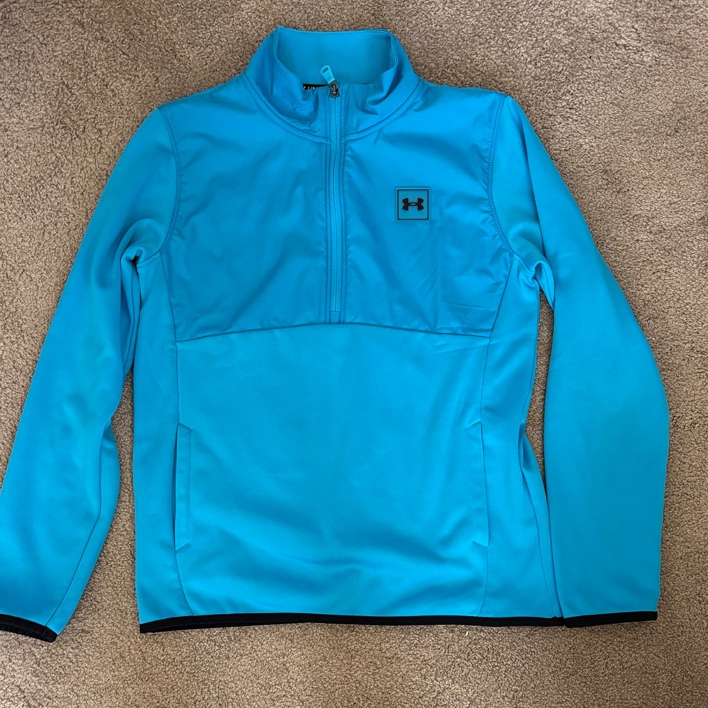 Under Armour-Youth Lg Vibrant Blue Half-Zip Top. New, but small defect -see pics